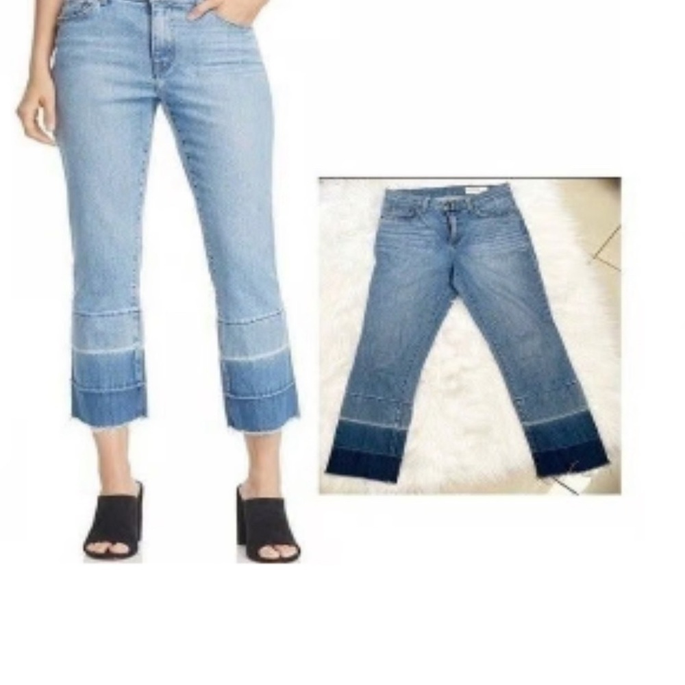 Vince Camuto Womens Ombre Raw Hem Mid Rise Straight Leg Jeans Size 26/2